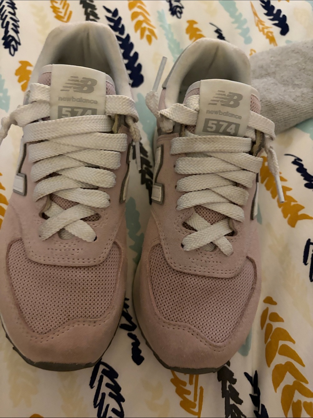 New Balance 574 Pink Suede & Mesh Sneakers - Picture 2 of 8